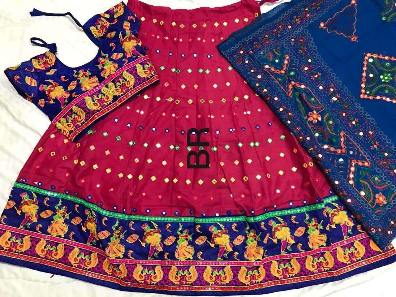 Traditional Chaniya Choli  Cotton Gamthi Work With Foil Mirror  With Full Stich