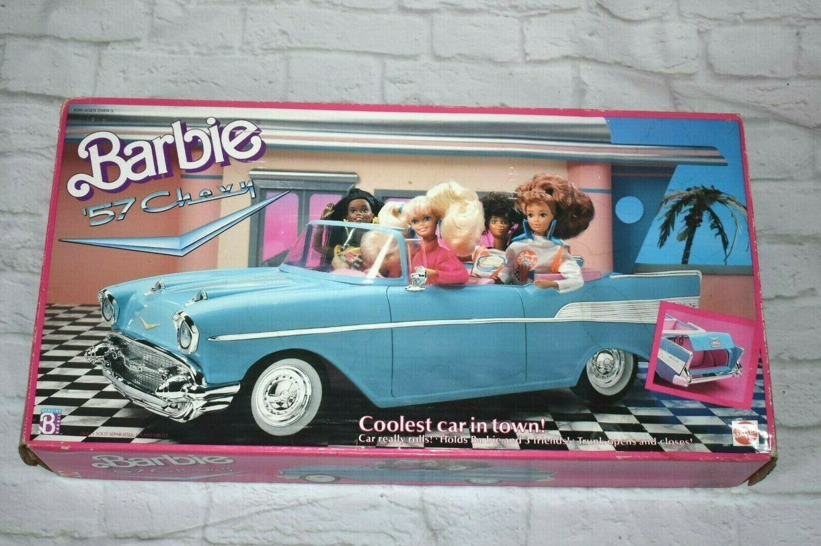 Vintage Barbie 57 Chevy Bel Air Convertible Car Mattel Turquoise & Pink Mint