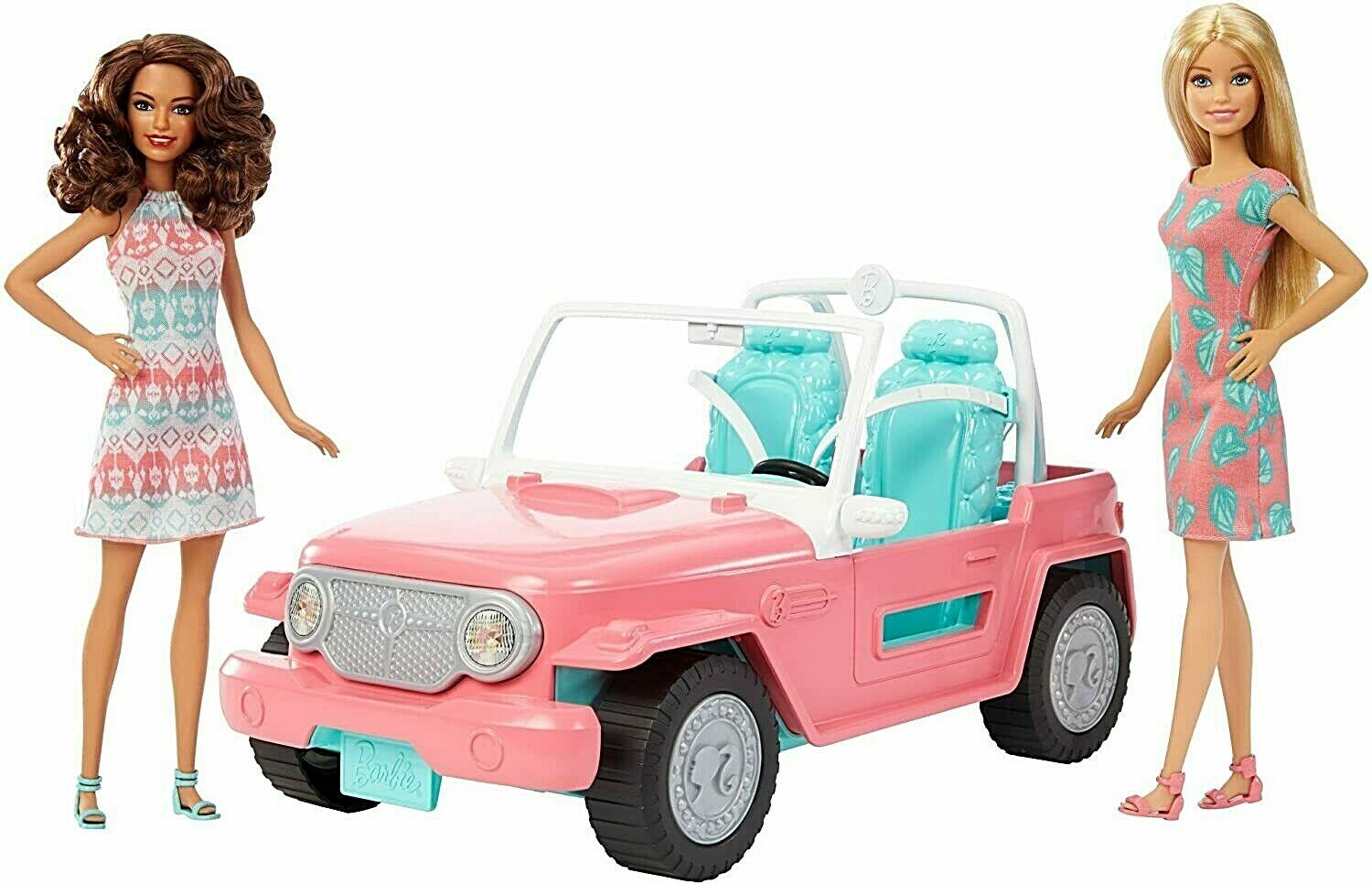 Barbie Jeep Cruiser Convertible Car Playset With 2 Barbie Dolls Fpr59 Gift New