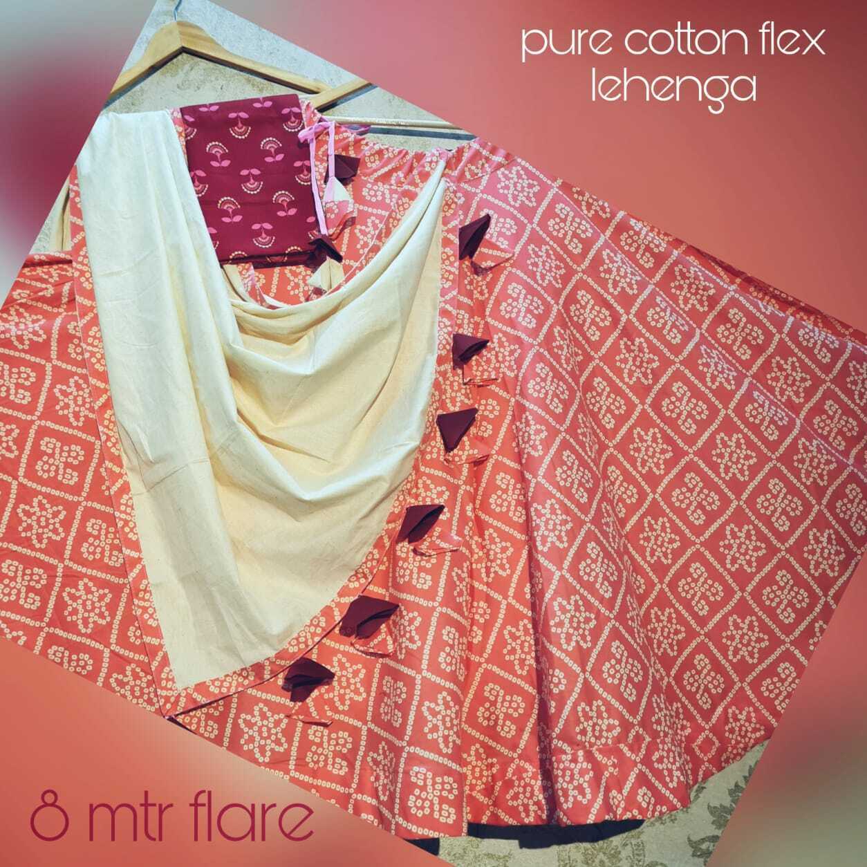 Pure Linen Cotton Printed Skirt With Matching Printed Blouse Material N Dupatta