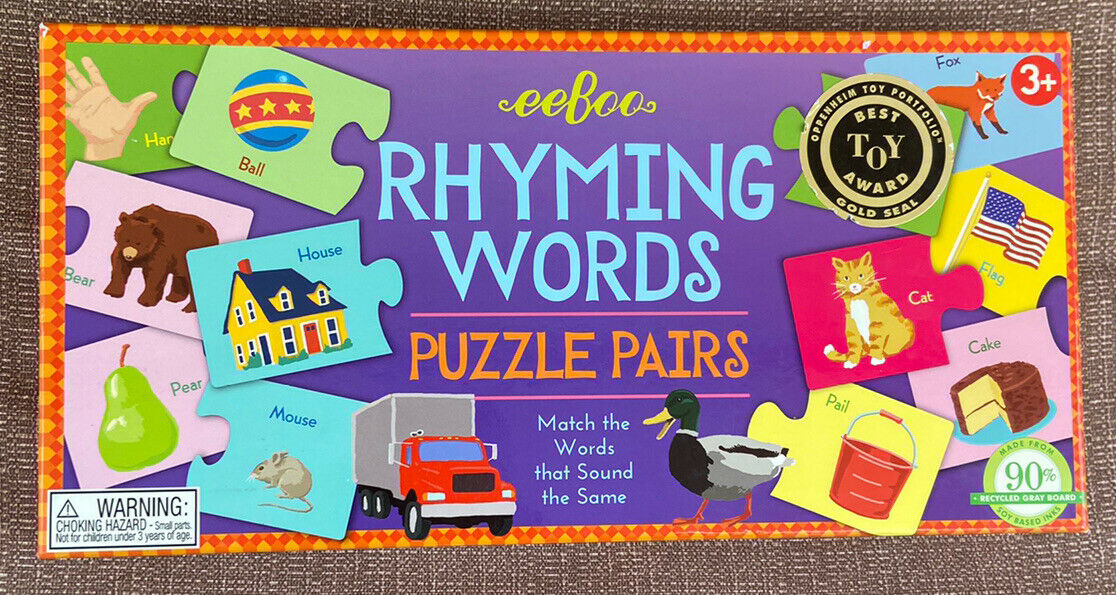Eeboo Rhyming Words Puzzle Pairs With Box Complete Best Toy Award - Complete