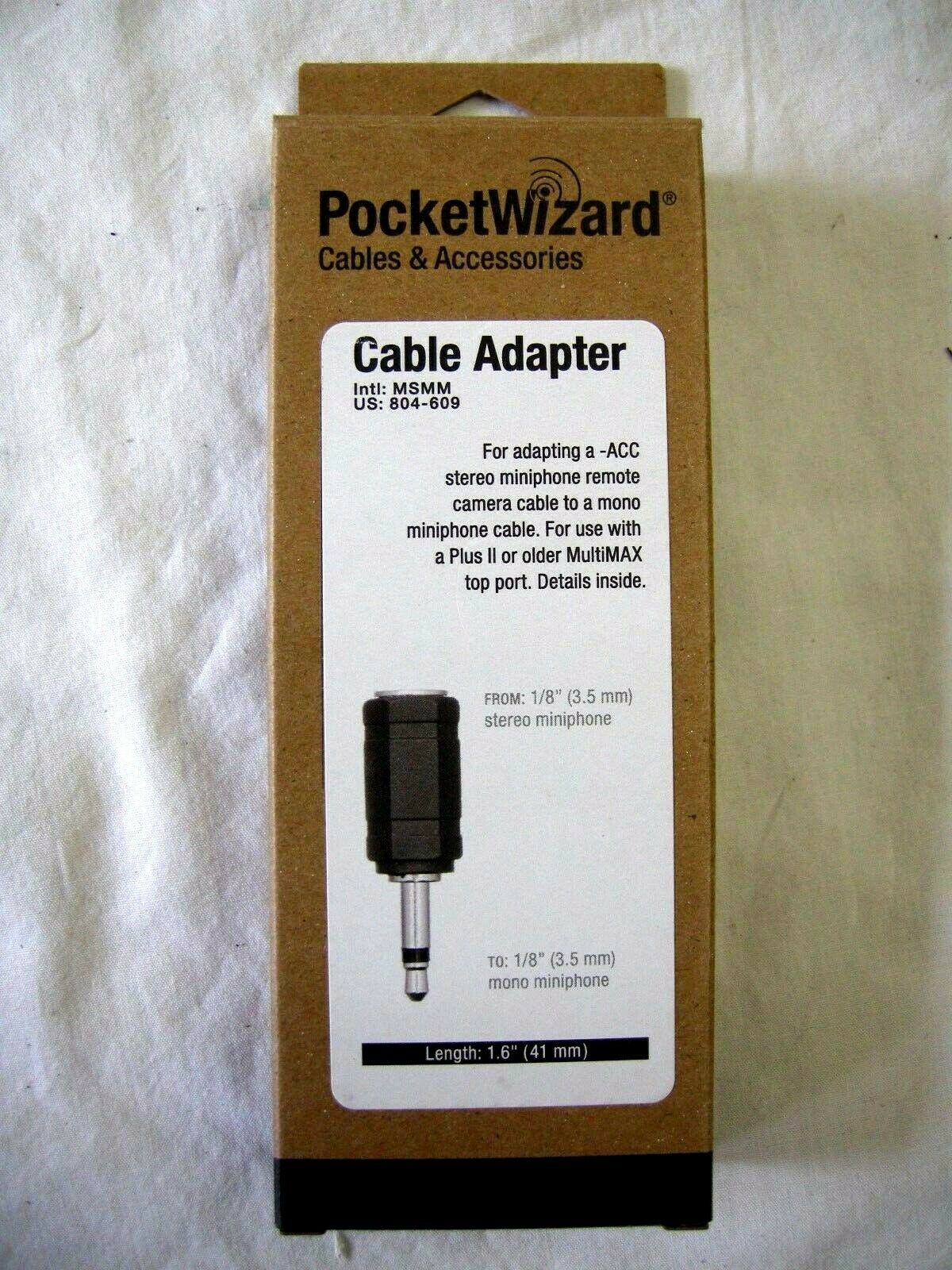 Pocket Wizard 804-609 MSMM Adapter for Stereo Miniphone - Mono Miniphone, 804609