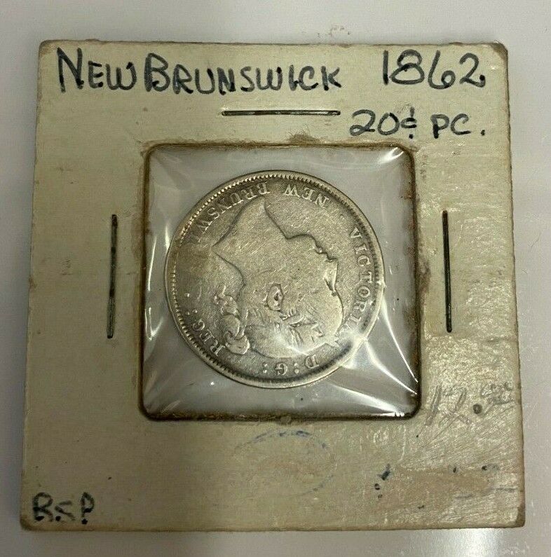 New Brunswick, Canada, 1862 Twenty Cents, 20 Cents. AU. 150,000 Mintage. (HOLED)